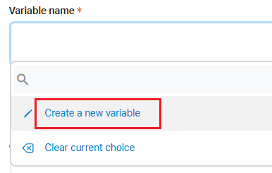 Variable name Create a new variable