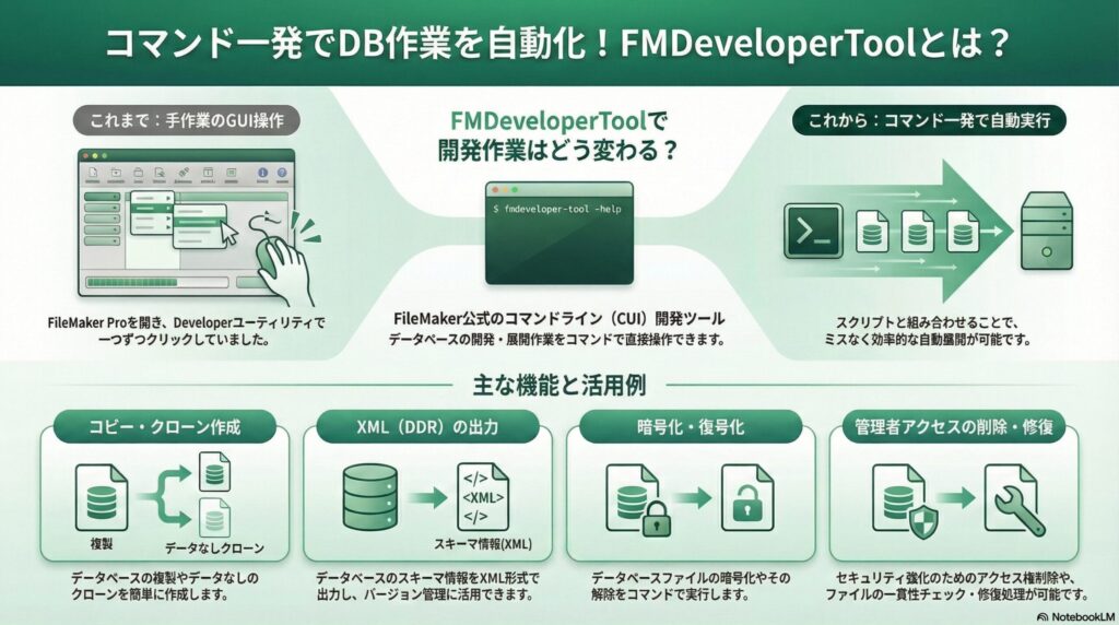 シェルスクリプト FMDeveloperTool　FileMaker Server 自動化 DX